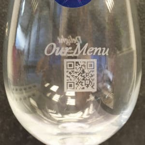 High resolution glass laser engraving with UV laser - barcode
